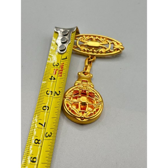 Signed Liz Claiborne Vintage Pin Brooch with Locket Perfume Holder Gold Tone - Picture 6 of 7
